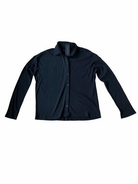 Chaser NWT Black Ribbed Button-Front Long Sleeve Shirt-Size-Small